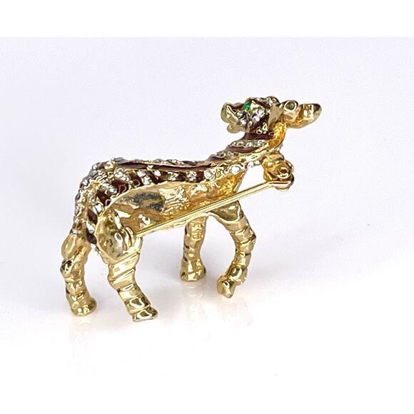 VTG Pave Crystal ZEBRA BROOCH PIN Enameled Gold Standing Zoo Animal Green Eyes - Picture 4 of 8